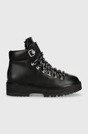 Botki damskie - Tommy Hilfiger botki Leather Outdoor Flat Boot damskie kolor czarny na platformie lekko ocieplone - miniaturka - grafika 1