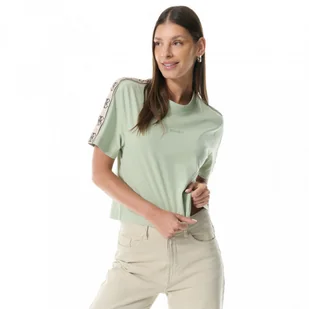 Damski t-shirt z nadrukiem Guess Britney Crop Tee - miętowy - GUESS - Koszulki sportowe damskie - miniaturka - grafika 1