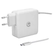 Ładowarki do telefonów - Manhattan Ładowarka Sieciowa Power Delivery 3.0 z Kablem USB-C 60W 5-20V) USB-A 5V 2.4A Biała 180245 - miniaturka - grafika 1