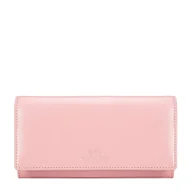 Portfele - Damski duży portfel ze skóry z logo różowy - miniaturka - grafika 1