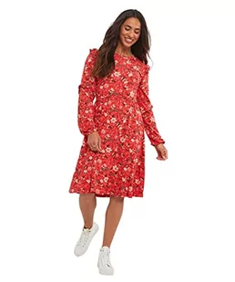 Joe Browns Damska sukienka z okrągłym dekoltem z falbanką na co dzień, czerwona, 10, Czerwony, 36 - Sukienki - miniaturka - grafika 1