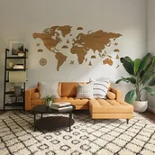 Dekoracje domu - Mapa świata drewniana na ścianę 3D z DODATKAMI Państwa i stolice 180cm - miniaturka - grafika 1
