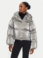 Kurtki damskie - Elisabetta Franchi Kurtka zimowa PI-77D-46E2-V570 Srebrny Regular Fit - miniaturka - grafika 1
