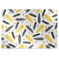 Podnóżki, podpórki, podkładki - Mata na podłogę pod krzesło Czarne Złote Pióra 100x70 cm - miniaturka - grafika 1
