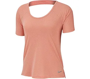 Nike Damski top do biegania Breathe Miler Pink Quartz/Reflective Silver S - Koszulki i topy damskie - miniaturka - grafika 1