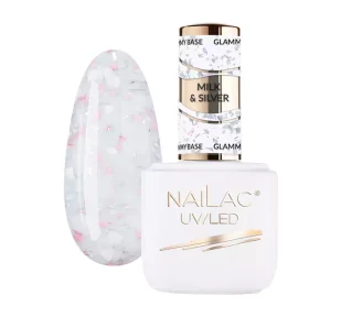 NAILAC GLAMMY BASE BAZA KAUCZUKOWA MILK & SILVER 7ML - Lakiery hybrydowe - miniaturka - grafika 1