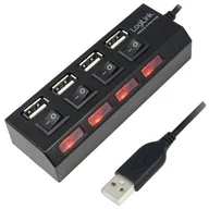 Huby USB - LogiLink Hub 4 z zasilaczem i z wyłącznikiem na każdy port (UA0128) - miniaturka - grafika 1