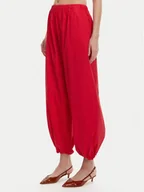 Spodnie damskie - PINKO Spodnie materiałowe 105210 A2LD Czerwony Relaxed Fit - miniaturka - grafika 1