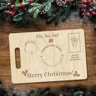 Drewniana TACA DLA MIKOŁAJA talerzyk na smakołyki dla Mikołaja i Renifera tacka na mleko i ciastka - Ozdoby bożonarodzeniowe - miniaturka - grafika 1