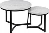 Ławy i stoliki kawowe - kontrast Stoliki kawowe okrągłe Zestaw stolików loft fi 60x47 fi 40x39 szary marmur - miniaturka - grafika 1