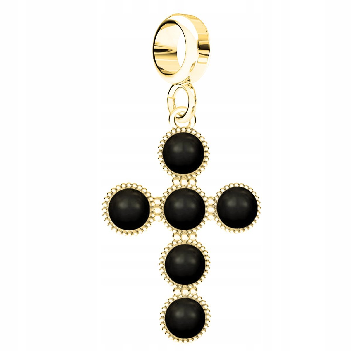 Charms wiszący złoty Czarna Perła srebro 925