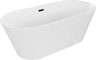 Mexen Flavia wanna wolnostojąca 170 x 75 cm, biała, przelew czarny - 54031708000-70 - Wanny - miniaturka - grafika 1
