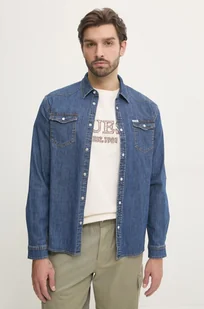 Guess koszula jeansowa TRUCKEE męska kolor niebieski regular z kołnierzykiem klasycznym M4YH02 D3PF6 - Koszule męskie - miniaturka - grafika 1