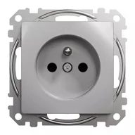 Gniazdka elektryczne - Gniazdo pojedyncze z uziemieniem Schneider Sedna Design SDD113012 z przesłonami zaciski bezgwintowe srebrne aluminium Design  Elements - miniaturka - grafika 1