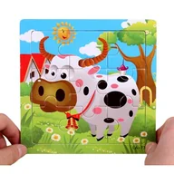 Puzzle - Drewniane Puzzle W Ramce Układanka Edukacyjna Byczek - miniaturka - grafika 1