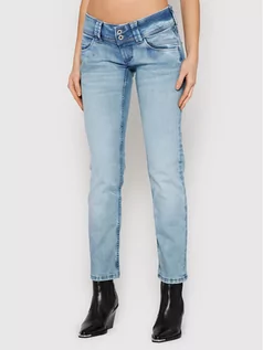 Spodnie damskie - Pepe Jeans Jeansy Venus PL204175 Niebieski Regular Fit - grafika 1