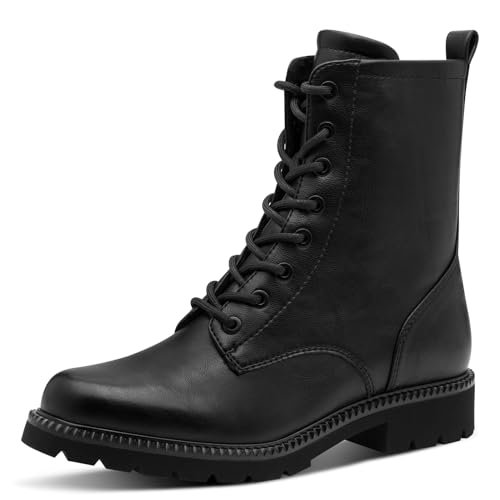 Tamaris Damskie sztyblety Lace Boot Flat 1-25215-45, czarne, rozmiar 39 EU, czarny, 39 EU