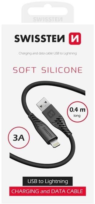 Swissten Soft Silicone USB - Lightning Data and Charging Cable 0.4m