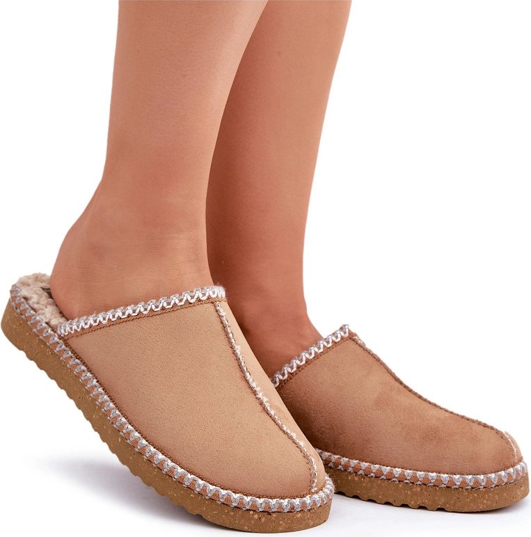 Obuwie Domowe Kapcie Z Haftem Damskie Inblu EY000028 Camel 39