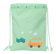 Plecaki - Safta PRESCOLAR SAMOCHODY - Plecak Płaski Junior, łatwy do czyszczenia, plecak, idealny dla dzieci w różnym wieku, wygodny i wszechstronny, jakość i wytrzymałość, 26x1x34 cm, zielony kolor wody, - miniaturka - grafika 1