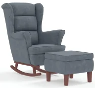 Fotele - Ciemnoszary fotel bujany uszak z podnóżkiem H5-T38 - miniaturka - grafika 1