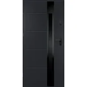 Drzwi zewnętrzne - O.K.DOORS Drzwi stalowe zewnętrzne wejściowe Ariadna Black Passive 90 antracytowe 90 lewe - miniaturka - grafika 1