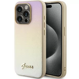 Etui Guess GUHCP15LPSAIRSD Apple iPhone 15 Pro hardcase Saffiano Iridescent Script złoty/gold - Etui i futerały do telefonów - miniaturka - grafika 1