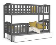 Łóżka dla dzieci i młodzieży - Łóżko piętrowe 200x90 szare białe KUBUŚ - miniaturka - grafika 1