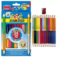 Przybory szkolne - Titanum Titanum Kredki dwustronne grube Jumbo 12szt 24k temperówka AM410TIT - miniaturka - grafika 1