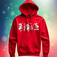 Bluzy męskie - Bluza uniwersalna typu kangurka z kapturem Świąteczna Mikołajki czerwona S Święta - miniaturka - grafika 1