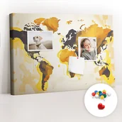 Tablice i flipcharty - Szkolna Tablica korkowa 60x40 cm, Kolorowe Pinezki, wzór Mapa świata abstrakcja - miniaturka - grafika 1