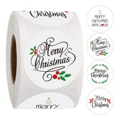 Pasmanteria - Naklejki Ozdobne Okrągłe Merry Christmas 20 Szt. - miniaturka - grafika 1