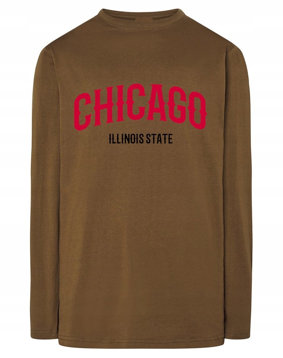 Longsleeve męski nadruk napis CHICAGO r.S
