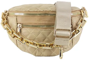 DAMSKA ELEGANCKA SASZETKA NERKA TOREBKA CROSSBODY BAG NA RAMIĘ BRĄZ ZŁOTO - Torebki damskie - miniaturka - grafika 1