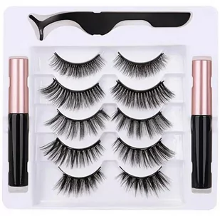 Aptel, Rzęsy Magnetyczne 5 Par + Pęseta + Eyeliner X 2 9x03mm Ag851a - Sztuczne rzęsy i akcesoria - miniaturka - grafika 1