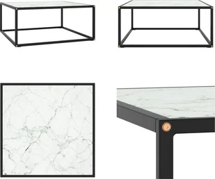 vidaXL Stolik kawowy czarny z białym szkłem o marmurowym wyglądzie 80x80x35 cm - Stolik kawowy - Stoliki kawowe - Stolik boczny - Stoliki okolicznościowe - Ławy i stoliki kawowe - miniaturka - grafika 1