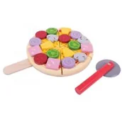 Zabawki AGD - Bigjigs Toys DREWNIANA PIZZA do nauki krojenia BJ457 - miniaturka - grafika 1