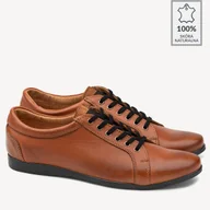 Półbuty męskie - Casualowe skórzane buty męskie Anthony brązowe - BRILU - miniaturka - grafika 1