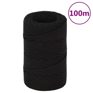 vidaXL LinKa robocza, czarna, 2 mm, 100 m, poliester - Żeglarstwo - miniaturka - grafika 1