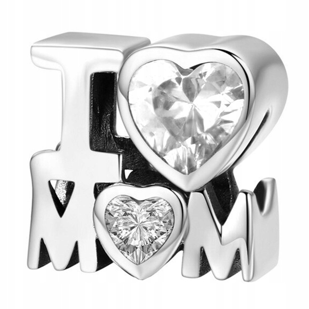 Charms Srebrny złoty I Love Mom Najlepsza Kochana Mama Mother SREBRO 925