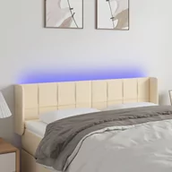 Inne meble do sypialni - vidaXL Zagłówek do łóżka z LED, kremowy, 147x16x78/88 cm, tkanina - miniaturka - grafika 1