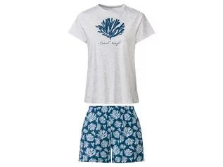 Bielizna nocna - esmara Piżama damska (t-shirt + szorty) z bawełną i wiskozą (L (44/46), Jasnoszary) - grafika 1