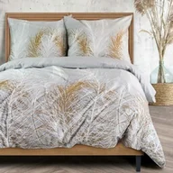 Pościel - Darymex Pościel satynowa 140x200 biała złota trawa jasna szara 1524/1 z 1 poszewką 70x80 Satynlove 24 - miniaturka - grafika 1