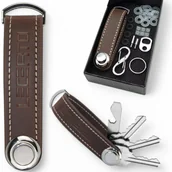 Etui na klucze - LECERTO SKÓRZANY ORGANIZER BRELOK BRĄZOWE ETUI NA KLUCZE SKÓRA NATURALNA PREMIUM - miniaturka - grafika 1