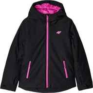 Kurtki narciarskie - 4f Kurtka narciarska dla dziewczynki F541 czarna 4FJWAW24TTJAF541 20S 140cm - miniaturka - grafika 1