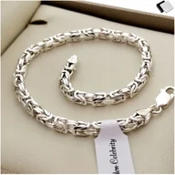 Bransolety męskie - Męska Srebrna Bransoletka 21CM Splot Królewski 925 Dla Faceta Męża - miniaturka - grafika 1