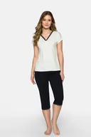 Piżamy damskie - Piżama Cleo-P Ecru Ecru-Czarny, S - miniaturka - grafika 1