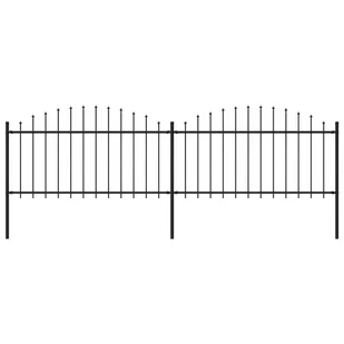 vidaxl Panele ogrodzeniowe z grotami, stal, (1,25-1,5) x 3,4 m, czarne - Ogrodzenia - miniaturka - grafika 2