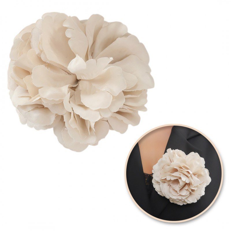 Broszka Ozdobna, Efektowna Kwiat 15 X 15 Cm Kremowy Bz208