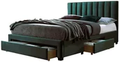 Łóżka - Łóżko tapicerowane GRACE 140x200 ciemno zielone HALMAR - miniaturka - grafika 1